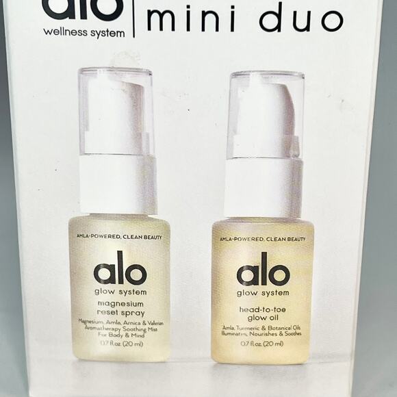 Alo Yoga Mini Glow Duo Magnesium Reset + Head-to-Toe Glow Oil Travel 2x .7oz NWT - Picture 2 of 6